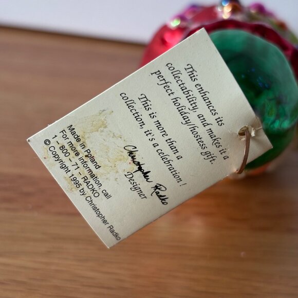 Vtg Christopher Radko Christmas Glass Ornament Elf Clown Court Jester Tag 1995 - Picture 11 of 11